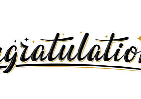 "Congratulations!" bulk lettering greeting sign. Handwritten modern brush lettering with golden stars. Text for card, T-shirt print, banner, poster, web, notebook, sketchbook. Isolated vector